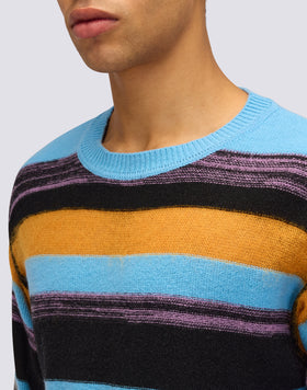 MEN'S CREW NECK SWEATER WITH MULTI-STRIPE PATTERN