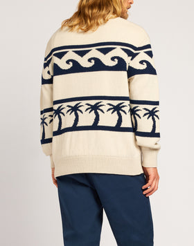 MAGLIONE MISTO CASHMERE CON MOTIVO A ONDE