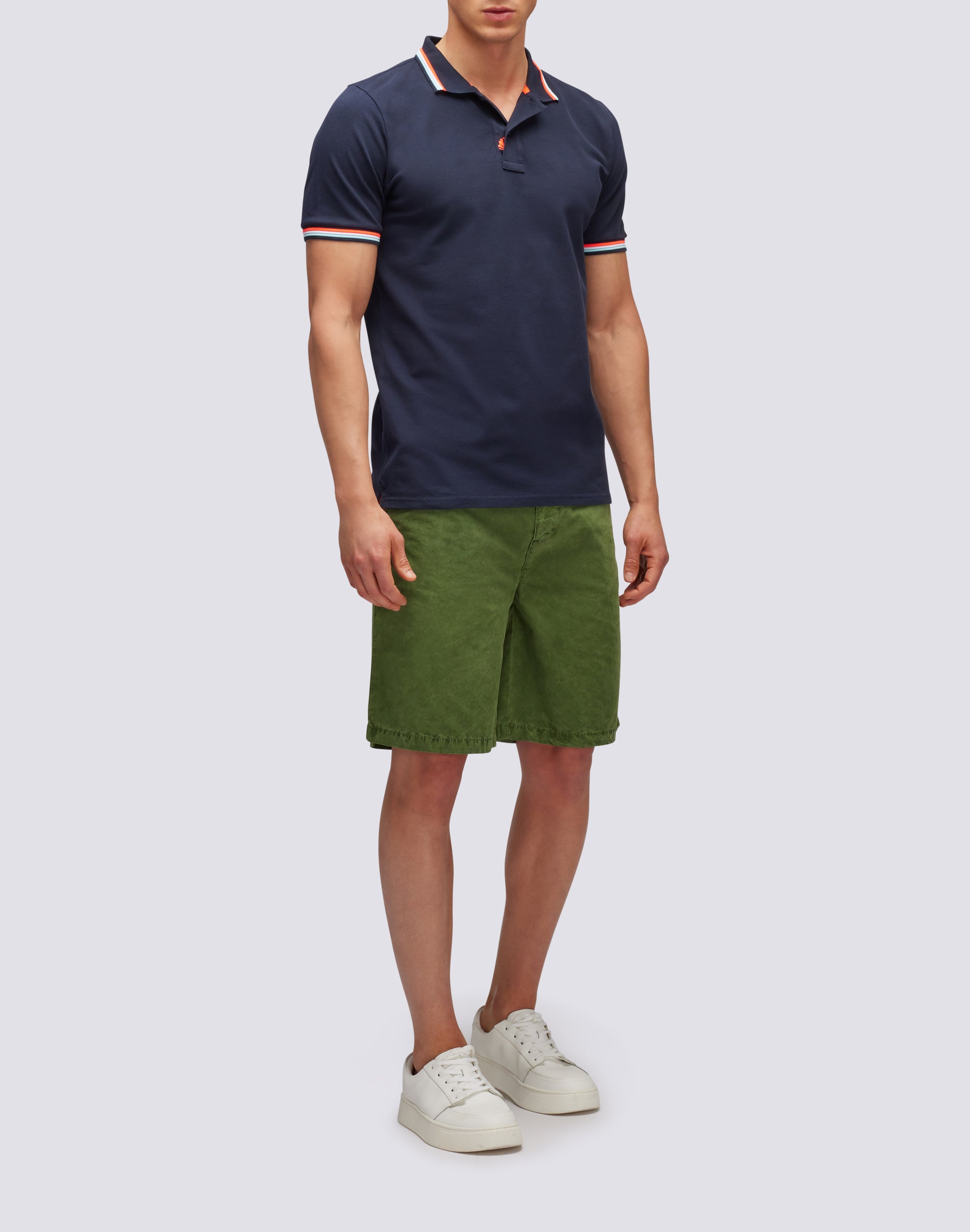 【COLOR iN ID】button pola tee Sundek brice cotton piqué polo shirt with tricolour details
