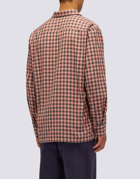MEN'S HAND-DYED CHECKED COTTON GABARDINE SHIRT