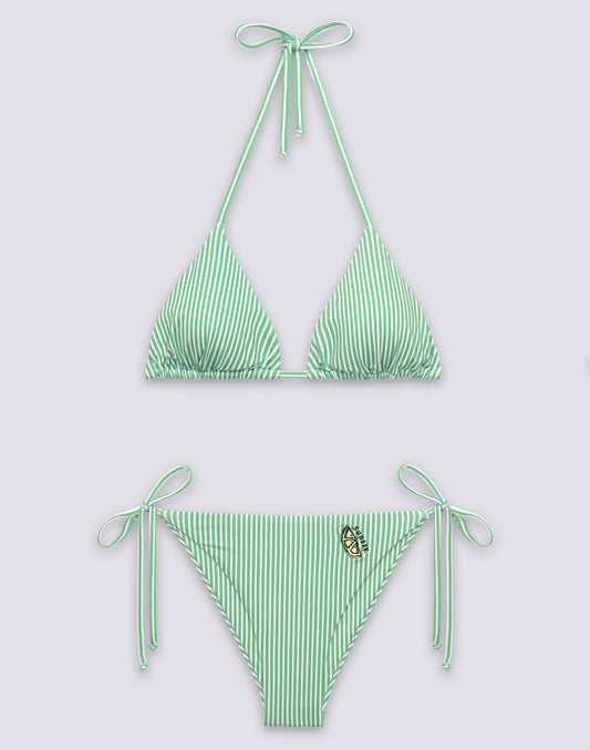 WOMEN'S BIKINI TRIANGLE TOP AND TIE-SIDE BRIEFS WITH FRUIT EMBROIDERY