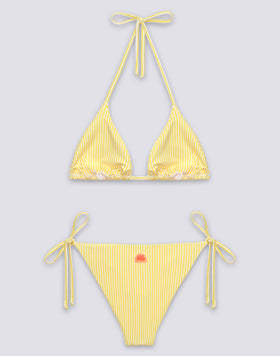WOMEN'S BIKINI TRIANGLE TOP AND TIE-SIDE BRIEFS WITH FRUIT EMBROIDERY
