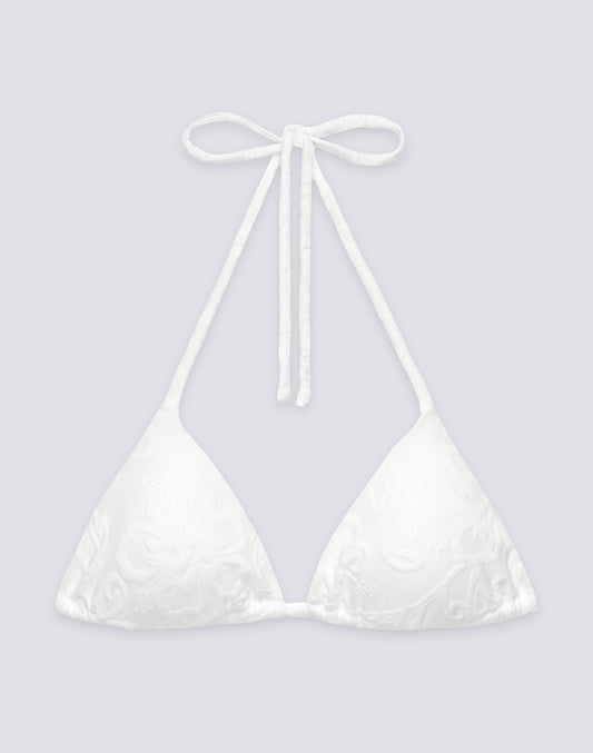 JENNIFER - HAUT DE MAILLOT DE BAIN TRIANGLE EN ÉPONGE AVEC LACETS RÉGLABLES ET MOTIF SK23
