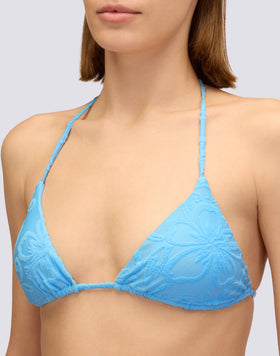 JENNIFER - TOP TRIANGULAR DE ESPONJA CON Lazos ajustables y motivo SK23