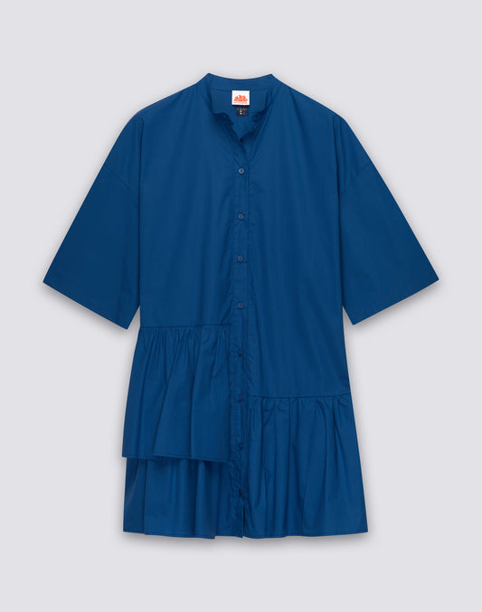 ABITO DONNA CORTO ASIMMETRICO IN POPELINE DI COTONE