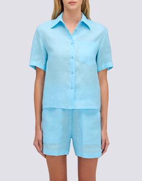 WOMEN'S HALF-SLEEVED LINEN SHIRT