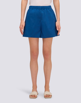 SHORTS DONNA A VITA ELASTICATA IN POPELINE DI COTONE