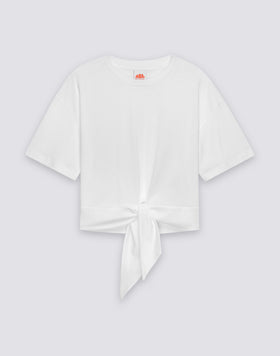 T-SHIRT DONNA CROP BOXY FIT CON NODO