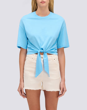 WOMEN'S CROP BOXY FIT T-SHIRT WITH KNOT