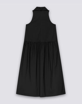 VESTIDO LARGO DE MUJER ESTILO CAMISA EN POPELÍN DE ALGODÓN SIN MANGAS