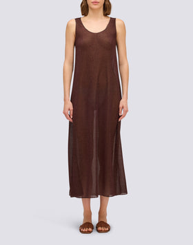 LONG WOMEN'S LUREX DRESS WITH SIDE SLITS