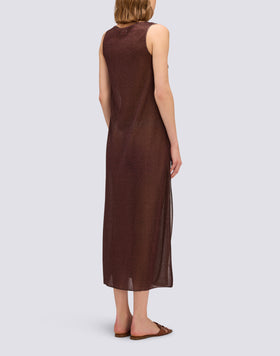 LONG WOMEN'S LUREX DRESS WITH SIDE SLITS
