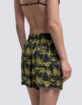WOMEN'S ELASTICATED WAIST BOTANIC PRINT SHORTS