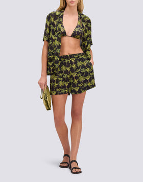 WOMEN'S ELASTICATED WAIST BOTANIC PRINT SHORTS