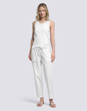 WOMEN'S LONG CIGARETTE TROUSERS IN POPLIN COTTON
