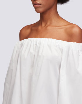 VESTIDO CORTO DE POPELINE CON ESCOTE BARCA
