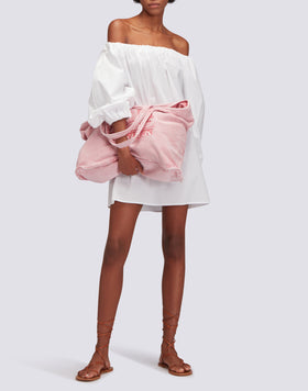 VESTIDO CORTO DE POPELINE CON ESCOTE BARCA