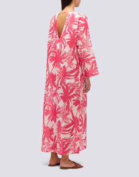 ABITO LUNGO IN COTONE VOILE CON STAMPA TROPIC SAVANA