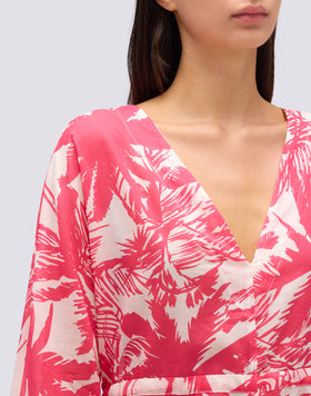 ABITO LUNGO IN COTONE VOILE CON STAMPA TROPIC SAVANA