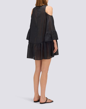 SHORT DRESS WITH OFF-THE-SHOULDERS IN COTTON VOILE