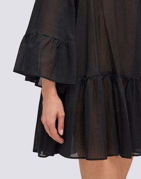 SHORT DRESS WITH OFF-THE-SHOULDERS IN COTTON VOILE