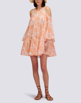 ROBE COURTE AVEC ÉPAULES NUES IMPRIMÉ FLEUR DE JOIE