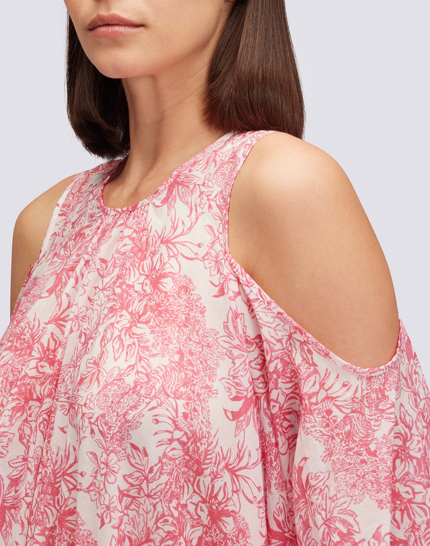 SHORT DRESS WITH BARE SHOULDERS FLEUR DE JOIE PRINT