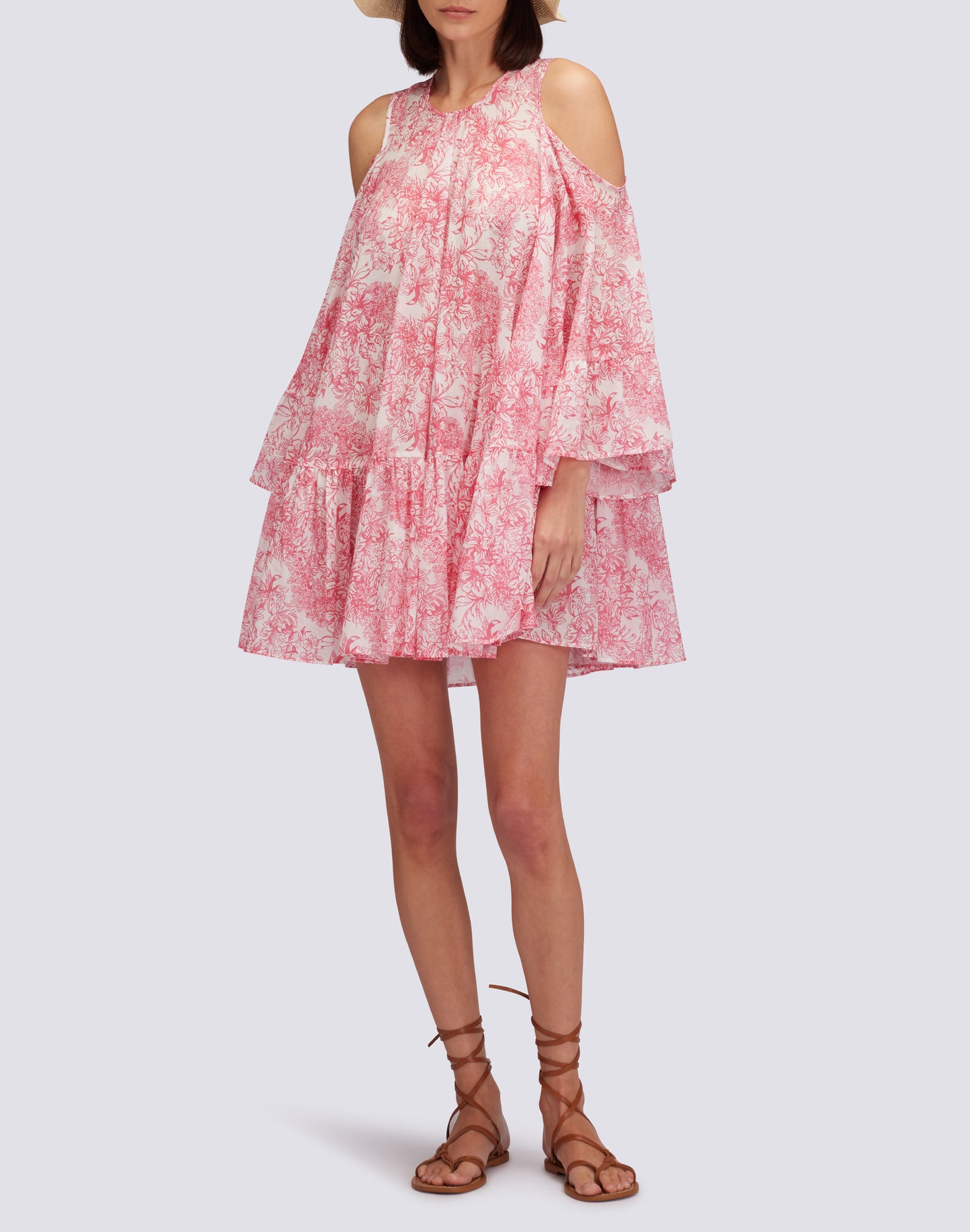 ROBE COURTE AVEC ÉPAULES NUES IMPRIMÉ FLEUR DE JOIE