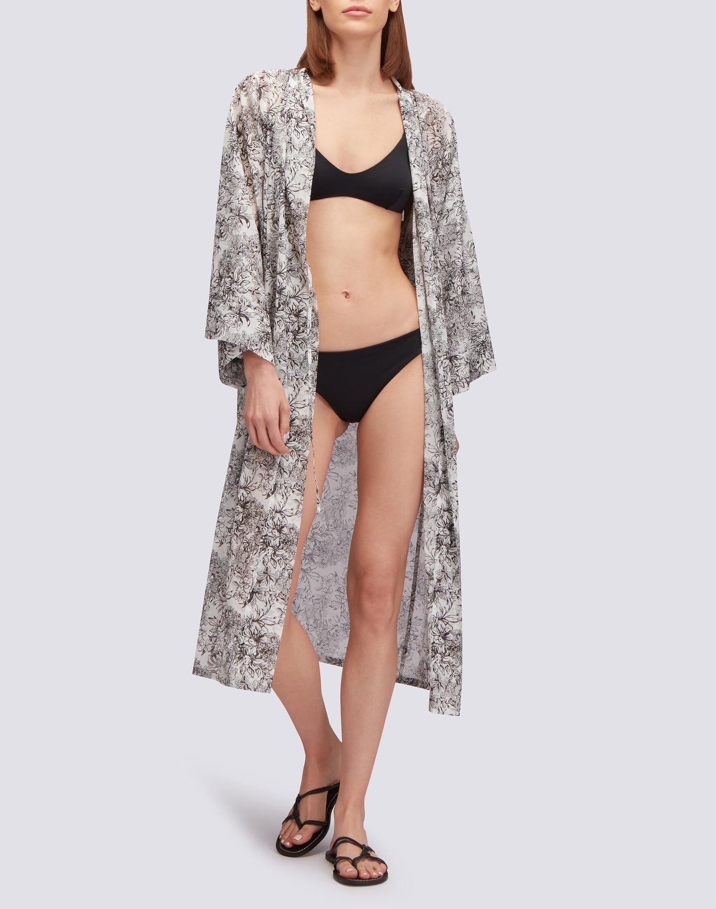 ROBE KIMONO LONGUE IMPRIMÉE FLEUR DE JOIE