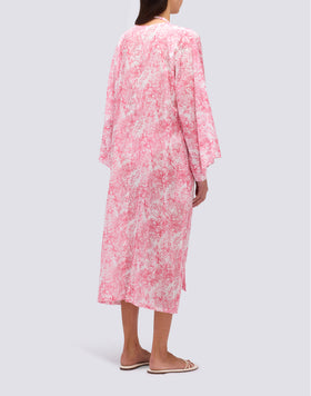 FLEUR DE JOIE PRINT LONG KIMONO DRESS