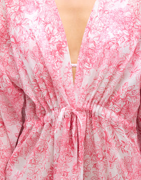 FLEUR DE JOIE PRINT LONG KIMONO DRESS