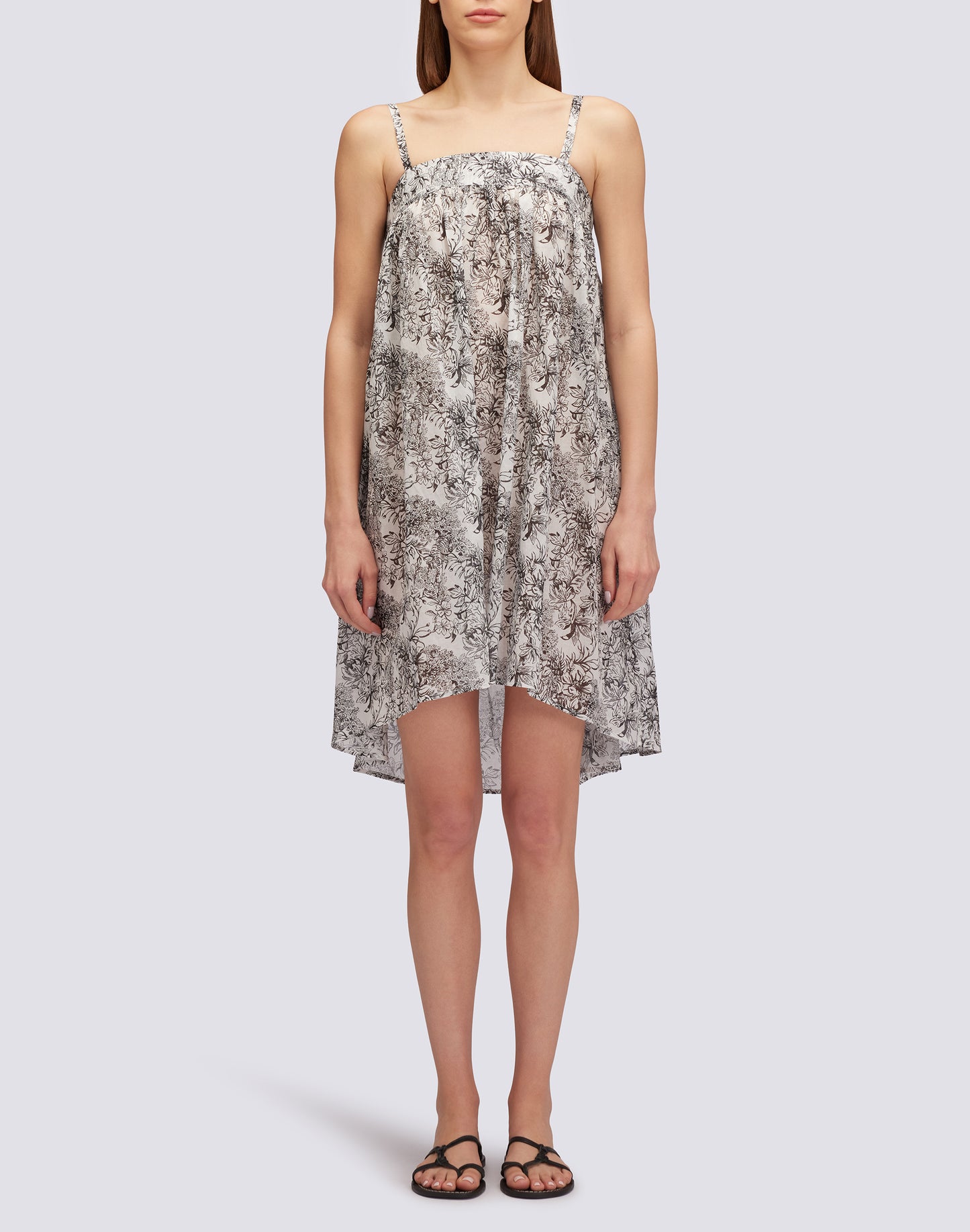 FLEUR DE JOIE PRINT COTTON VOILE SHORT DRESS