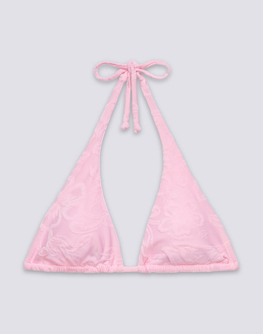HILA - HAUT DE MAILLOT DE BAIN TRIANGLE AMÉRICAIN EN ÉPONGE MOTIF FLORAL JACQUARD