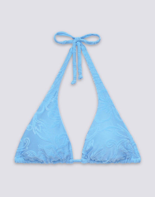 HILA - HAUT DE MAILLOT DE BAIN TRIANGLE AMÉRICAIN EN ÉPONGE MOTIF FLORAL JACQUARD