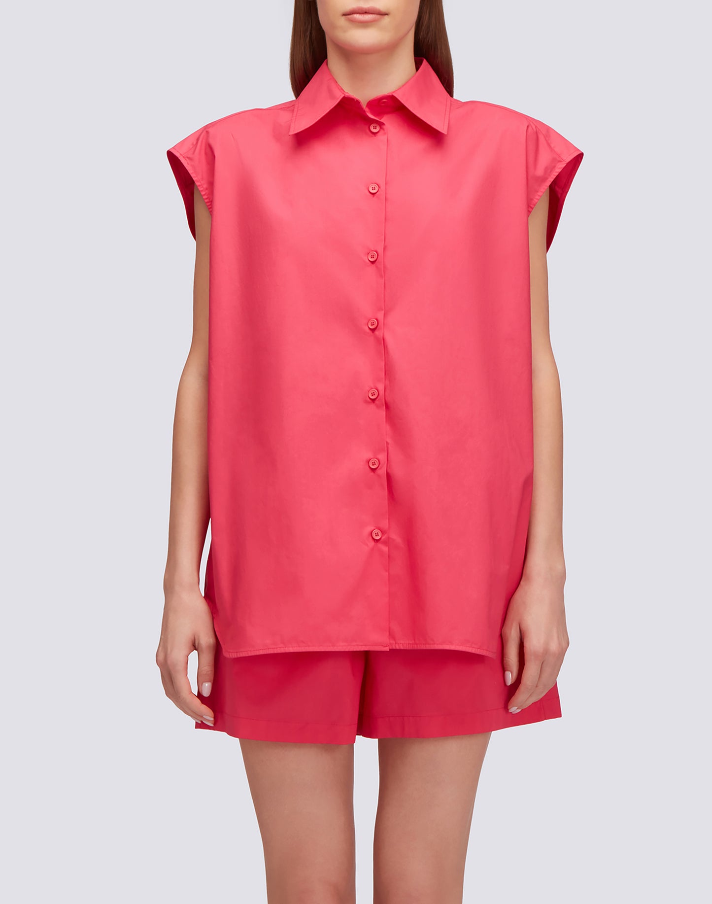 SLEEVELESS POPLIN SHIRT