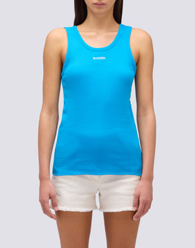 RIBBED TANK TOP WITH EMBROIDERED LOGO