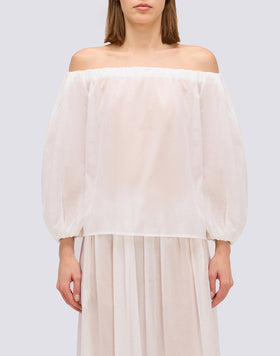 BLUSA IN VOILE DI COTONE CON SCOLLO A BARCA