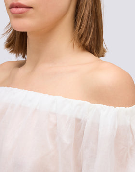 BLUSA IN VOILE DI COTONE CON SCOLLO A BARCA