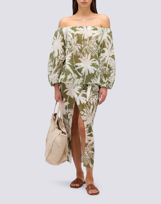 BLOUSE EN VOILE DE COTON AVEC IMPRIMÉ TROPIC SAVANA