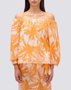BLUSA IN COTONE VOILE CON STAMPA TROPIC SAVANA