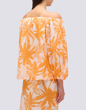 BLUSA IN COTONE VOILE CON STAMPA TROPIC SAVANA