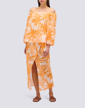 BLUSA IN COTONE VOILE CON STAMPA TROPIC SAVANA