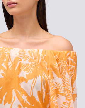 BLUSA IN COTONE VOILE CON STAMPA TROPIC SAVANA