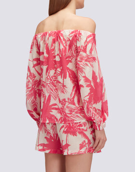 COTTON VOILE BLOUSE WITH TROPIC SAVANNAH PRINT