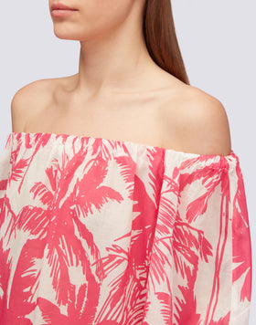 COTTON VOILE BLOUSE WITH TROPIC SAVANNAH PRINT