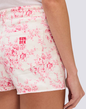 SHORT FEMME À MOTIFS ROSE DE JOIE