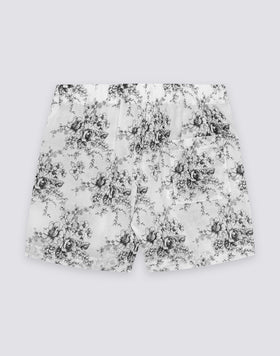 PANTALONES CORTOS DE MUJER CON CINTURA ELÁSTICA Y ESTAMPADO ROSE DE JOIE