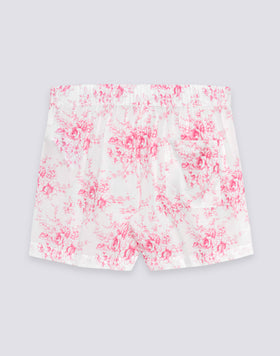 PANTALONES CORTOS DE MUJER CON CINTURA ELÁSTICA Y ESTAMPADO ROSE DE JOIE