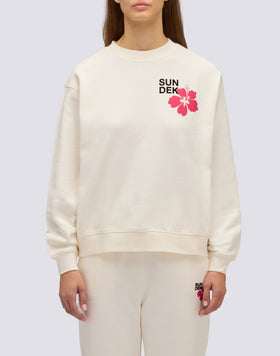 FELPA DONNA A GIROCOLLO CON FIORE