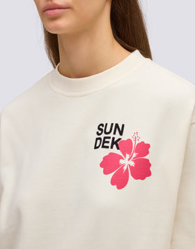 FELPA DONNA A GIROCOLLO CON FIORE